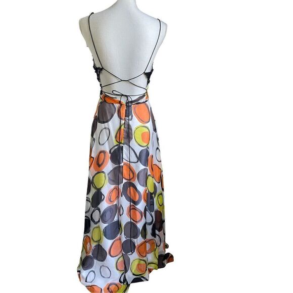 Tony Bowls Dress Size 6 Silk Maxi Y2K Fairy Sequin Beaded Colorful Whimsical 90’ - Picture 2 of 13